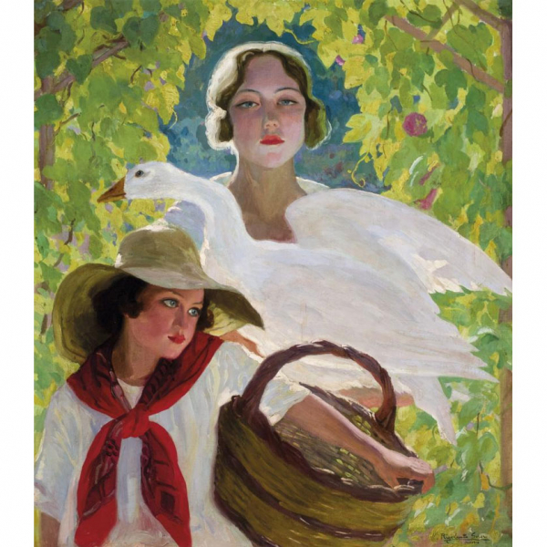 Rigoberto Soler (1896-1968). "Maternidad". Óleo sobre lienzo. Firmado y localizado (Valencia)