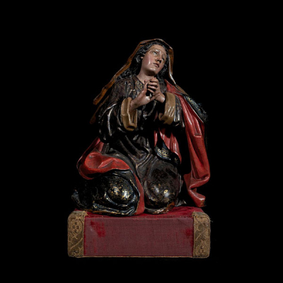 Espectacular y Exquisita Dolorosa colonial Guatemalteca del siglo XVII - principios del siglo XVIII, trabajo colonial de La Nueva España del siglo XVII.