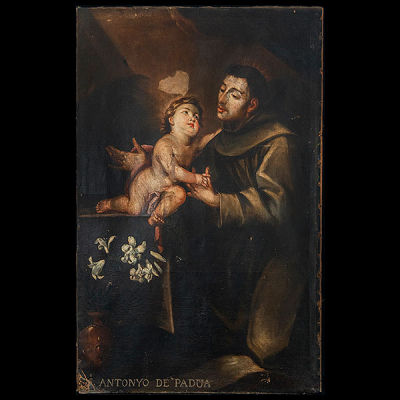 ATRIBUIDO A JUAN DE VALDÉS LEAL (Sevilla. 1622 - 1690) - San Antonio de Padua con el Niño Jesús.