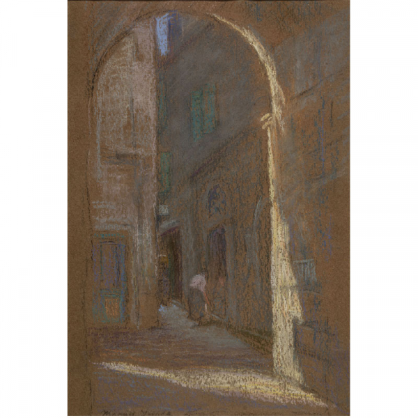 &quot;Entrada&quot;.  MANUEL LOSADA PÉREZ Bilbao, 1865-1949) Pastel/papel