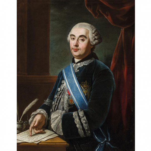 ESCUELA ESPAÑOLA S. XVIII &quot;Retrato del Marqués del LLano&quot;. Óleo sobre lienzo.