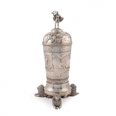 Copa Sandeman del campeonato ecuestre "Pokalen Michelsen" c. 1923.   Realizado en plata danesa punzonada, ley 925, de la manufactura de Anton Michelsen.