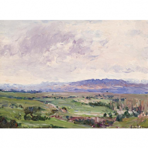 Aureliano de Beruete (1845 - 1912) &quot;Paisaje de El Pardo (1910)&quot;. Óleo sobre cartón 