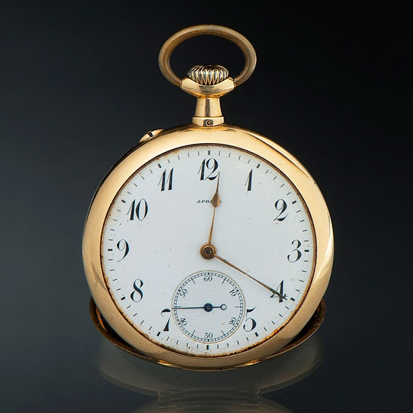 APOLLO, Reloj de bolsillo en oro amarillo de 18 kt del siglo XIX