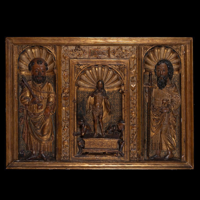 Magnífico Frontal de Altar Tardo - Gótico , Maestro Gótico Flamenco activo en el Norte de Castilla en la segunda mitad del siglo XV. 