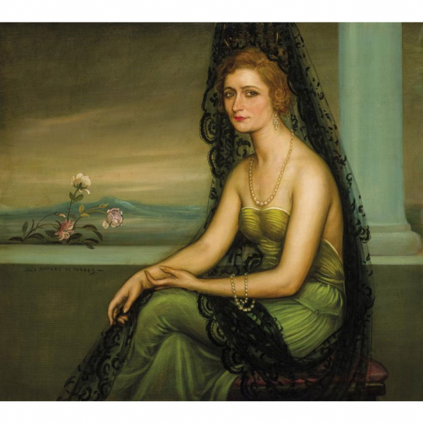 Julio Romero de Torrres. "Retrato de la amiga de Torres Arias". &Oacute;leo y temple sobre lienzo.