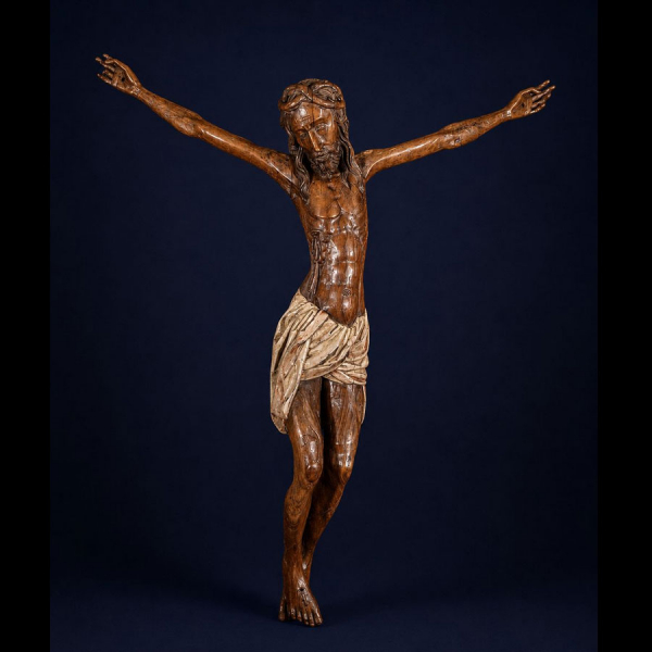Escultura en talla de madera de tilo. Cristo. Siglo XV, posiblemente alemán. 