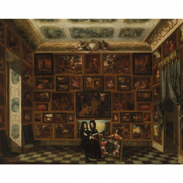 At. a J. M. Bretschneider.   &quot;Gabinete de pinturas&quot;. Óleo sobre lienzo.