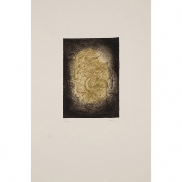 Antoni Tapies. "Nou variacions sobre tres gravats de 1947-1948. (1966)". Suite de 9 aguafuertes realizados a buril sobre papel Guarro. 