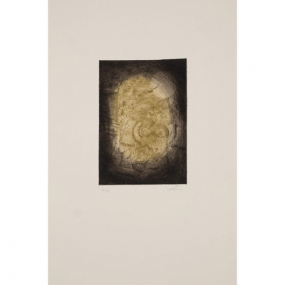 Antoni Tapies. "Nou variacions sobre tres gravats de 1947-1948. (1966)". Suite de 9 aguafuertes realizados a buril sobre papel Guarro. 