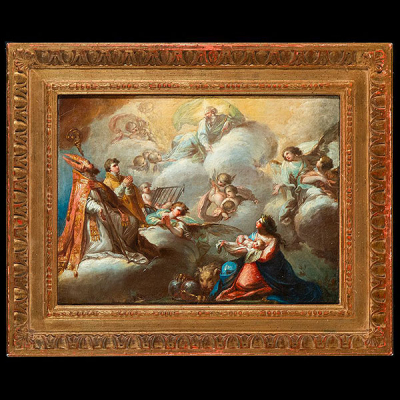 Atribuído a Francisco Bayeu (Zaragoza, 1734 - Madrid, 1795) - Presentación del Infante Carlos Clemente, hijo de Carlos IV y María Luisa de Parma