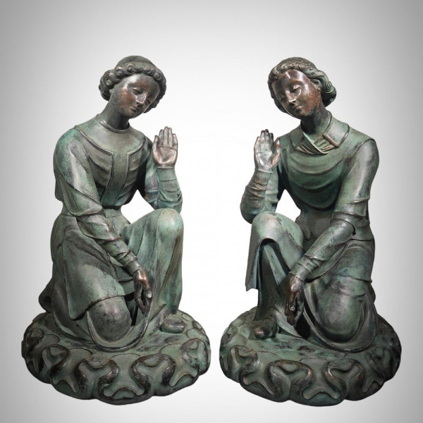Extraordinaria pareja de ángeles franceses antiguos, siglo XVIII