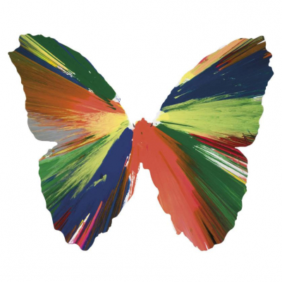 Damien Hirst. &quot;Spin (Butterfly)&quot;. Acrílico sobre papel. Firma e inscripción estampada al dorso