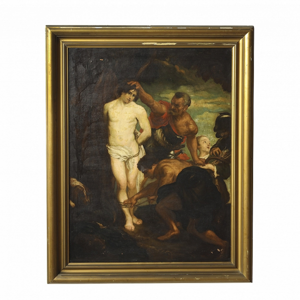 Seguidor de Anton Van Dyck "Martirio de San Sebastián", s.XVIII-XIX.  Óleo sobre lienzo. Copia de la obra homónima de Van Dyck (1599–1641), actualmente ubicada en el monasterio de El Escorial.