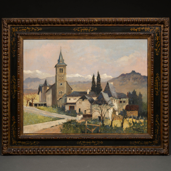 "Vista de Eskiula".  DANTE ANTONINI (Francia, 1914-1985).   Técnica: Óleo/Lienzo