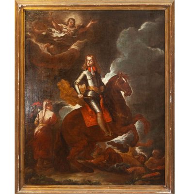 Lote Estrella - Carlos II a Caballo - Luca Giordano (Nápoles, 1634-1705).    Óleo sobre lienzo.