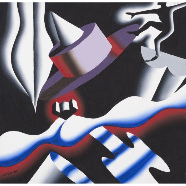 Mark Kostabi (Los &Aacute;ngeles, EE.UU., 1960)  Far Out.  &Oacute;leo sobre tela. Firmado y fechado en 1988.  