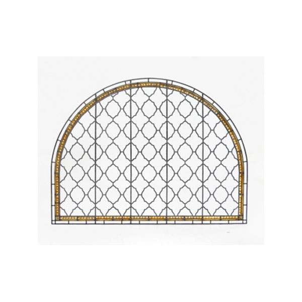 Vidriera en forma de capilla en plomo y metal con decoración de cristales de colores S. XX