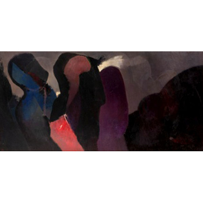 JOSÉ BARCELÓ ALBADALEJO   (Cartagena, Murcia 1923 - Bilbao 2001)  &quot;Entre sombras&quot;  Firmado: José Barceló  Óleo / Lienzo 