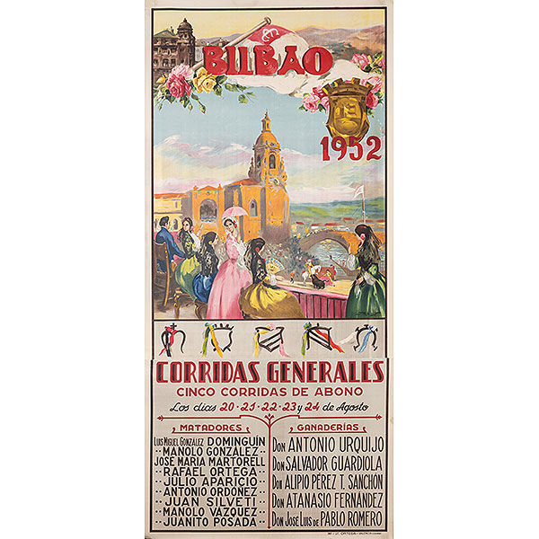 &quot;Cartel Litográfico de la corrida general de la plaza de toros de 1952&quot; Autoría: JUAN REUS(1912-2003)