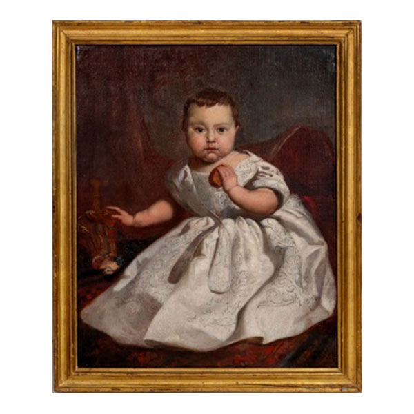  ESCUELA ESPAÑOLA  (Mediados S. XIX) &quot;Retrato de niña&quot; Óleo / Lienzo