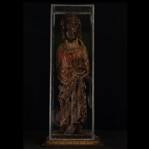 San Juan Evangelista Románico de finales del siglo XI - principios del siglo XII, en madera, Norte de Cataluña. 