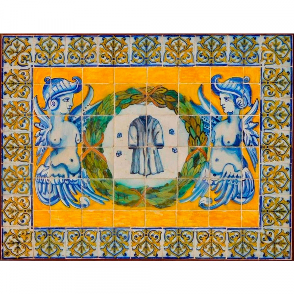 Panel de azulejos portugueses policromados representado La Pasión de Cristo, siglo XVII. 