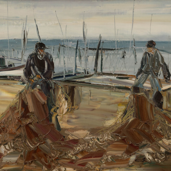 "Rederos"  IRENE LAFFITTE (San Sebastián, 1941-2001)   Firmado: Irene Laffitte.   Técnica: Óleo/Lienzo