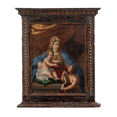 ESCUELA ITALIANA  (S. XVII) &quot;Virgen con Niño y San Juanito&quot;