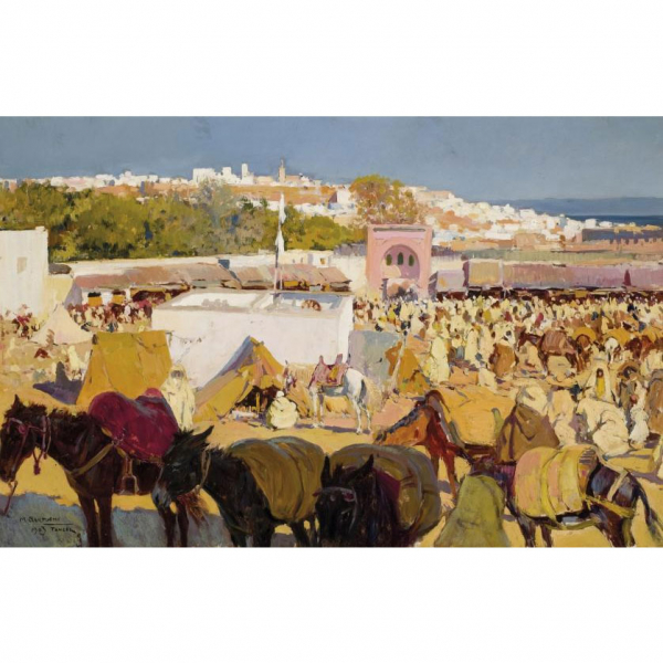 Mariano Bertuchi Nieto.  "Vista de T&aacute;nger (1903)". &Oacute;leo sobre lienzo. Firmado, localizado y fechado (T&aacute;nger, 1903)  