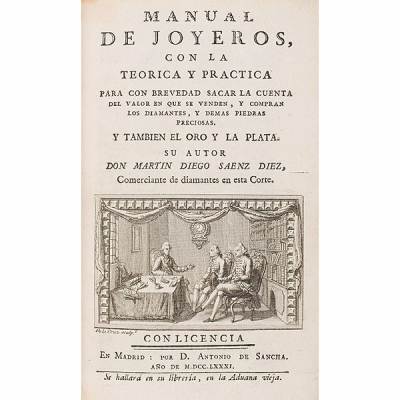 Saenz Diez. Manual de joyeros. 1781