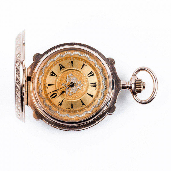 Excelente reloj saboneta suizo oro rosa 14 K