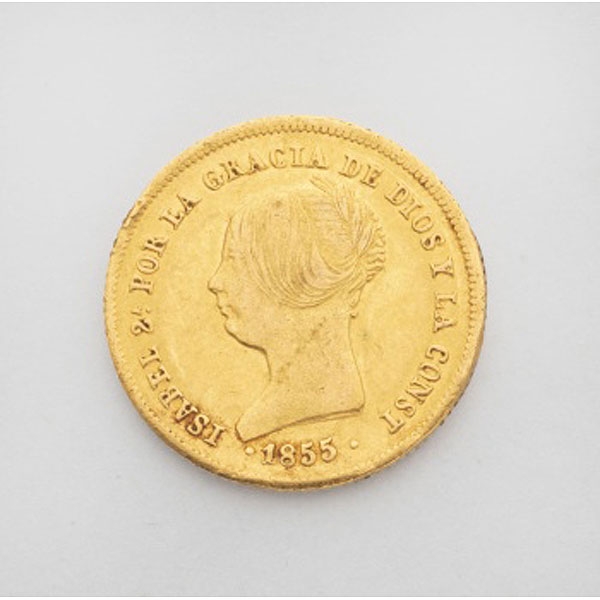 Moneda en oro amarillo de Isabel II. 1855