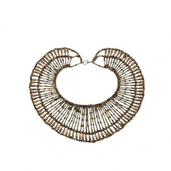 Collar Usejet Antiguo Egipto.  Realizado en fayenza y bronce dorado.  Antiguo Egipto, Baja &Eacute;poca, 664 - 323 a.C.