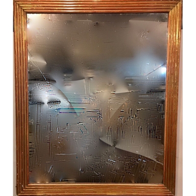Espejo de moldura estriada y dorada S.XIX