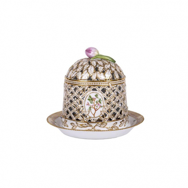 Campana hielo en porcelana Royal Copenhagen, serie Flora Danica, c. 1950.