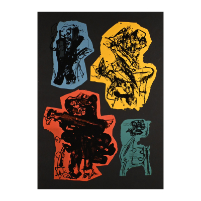 Antonio Saura (Huesca, 1930-Cuenca, 1998)  Tu cabello es amarillo.  Serigrafía sobre papel Vélin fino blanco.