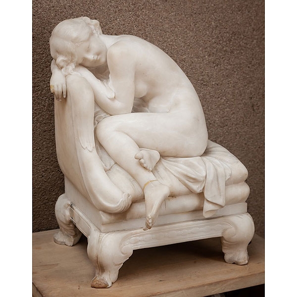 Escultura francesa mármol blanco 1900