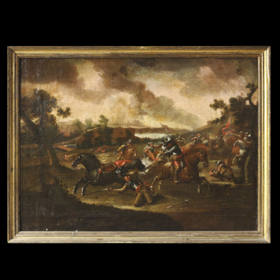 Seguidor de Esteban March (1610-1660) &quot;Escena bélica&quot;. Escuela española, siglo XVII. 