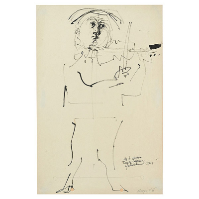 Antoni Clavé Sanmartí (Barcelona, 1913-Saint Tropez, Francia, 2005) Violinista. Dibujo a tinta y plumilla sobre papel.