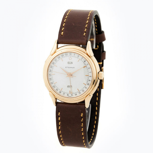 Reloj vintage, cab., suizo, ETERNA Automatic. Triple Calendario. Sólida caja maciza en oro amarillo 18 K