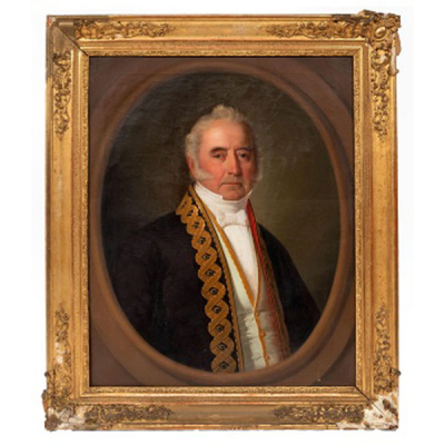 ESCUELA ESPAÑOLA  (S. XIX) &quot;Retrato caballero&quot; Óleo / Lienzo 