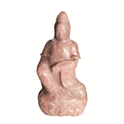 Guayin. Escultura china en cuarzo rosa tallado, mediados del s.XX.