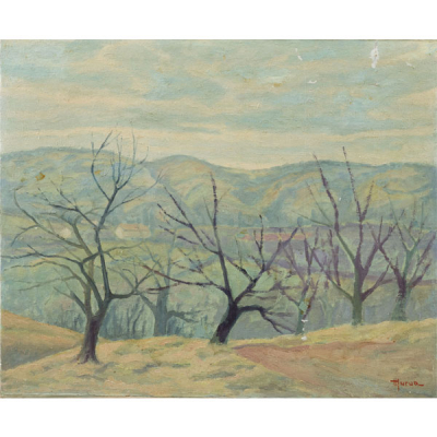 &quot;Paisaje con árboles en invierno&quot;  TOMÁS MURUA (Zarauz, 1928 - San Sebastián, 2016). 