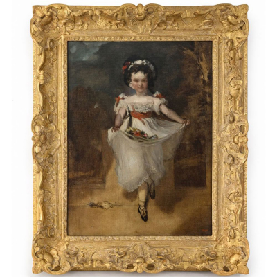 EDGAR DEGAS (Par&iacute;s, 1834 &ndash; 1917) "Fillette portant des fleurs dans son tablier" (h.1860&ndash;1862).  &Oacute;leo sobre lienzo.