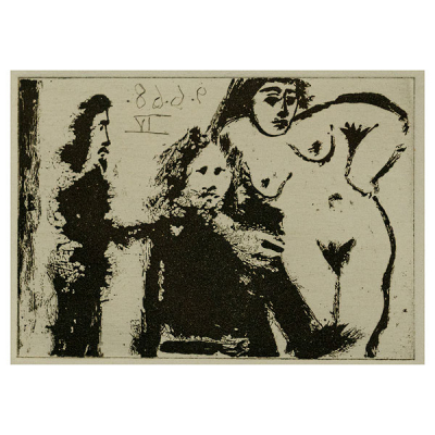 Pablo Ruíz Picasso (Málaga, 1881-Mougins, Francia, 1973) Mon dieu, quel homme, qu’il est petit. Grabado al aguatinta sobre papel.
