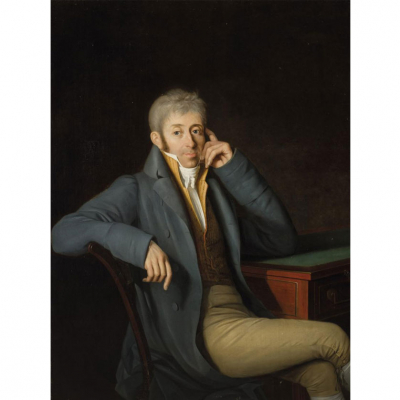 Laurent Dabos.   &quot;Retrato de caballero (1807)&quot;. Óleo sobre lienzo. Firmado y fechado (187) en el centro derecha.
