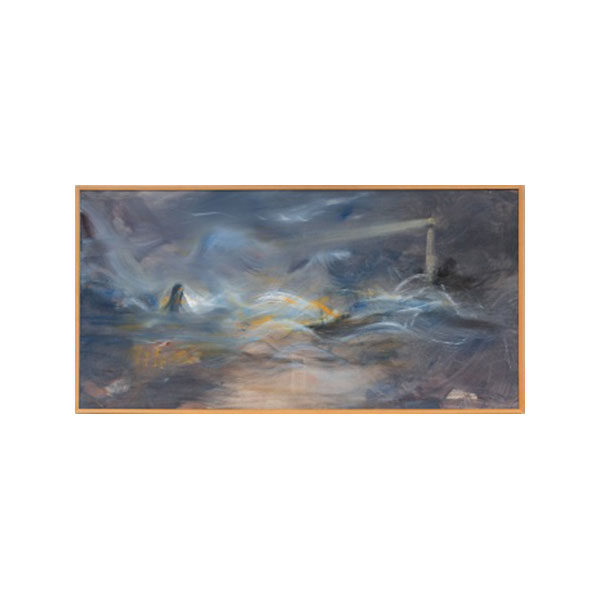 MIKEL DÍEZ ÁLABA  (Bilbao 1947) &quot;Marina con faro&quot; Óleo / Lienzo 