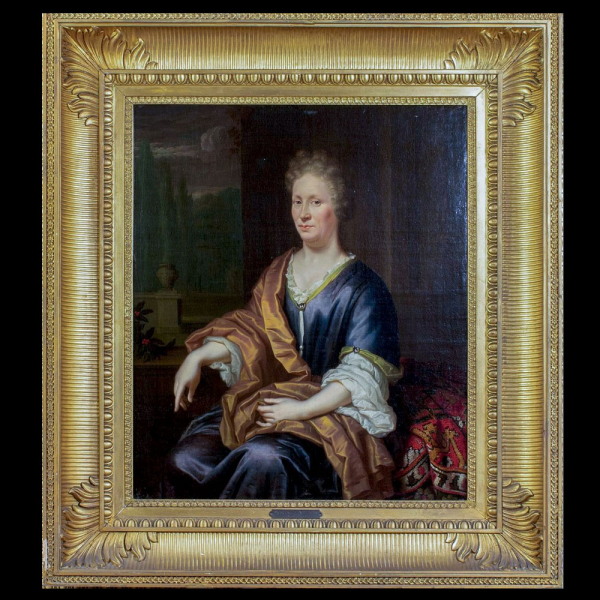 Thomas VAN DER WILT (1659-1733) &quot;Retrato de mujer noble&quot;, escuela holandesa del siglo XVIII.    Óleo sobre lienzo.