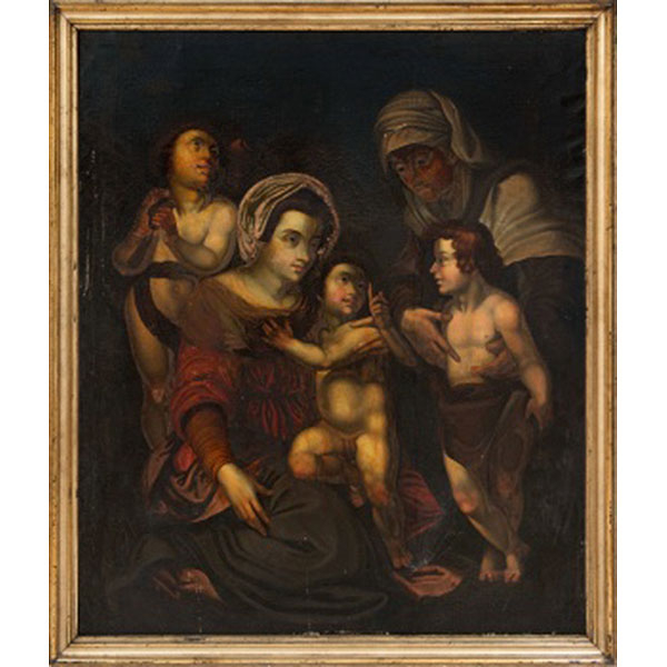 ESCUELA EUROPEA   (S. XVII)  "San Jose, Virgen Maria, Niño y San Juanito "  Óleo / Lienzo